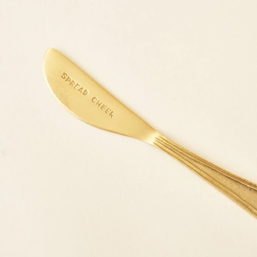 BRASS ENGRAVED CANAPE KNIVES